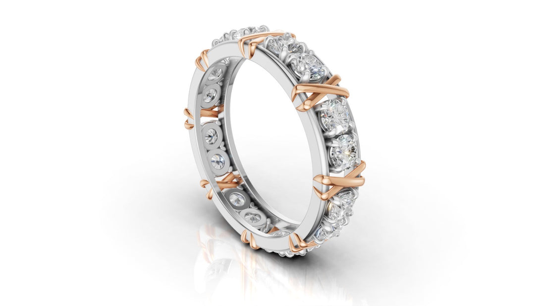 Vijay Deverakonda'S Ring | 16 Stone X Crown Ring | Rose Gold + White | Diamond (Certified)