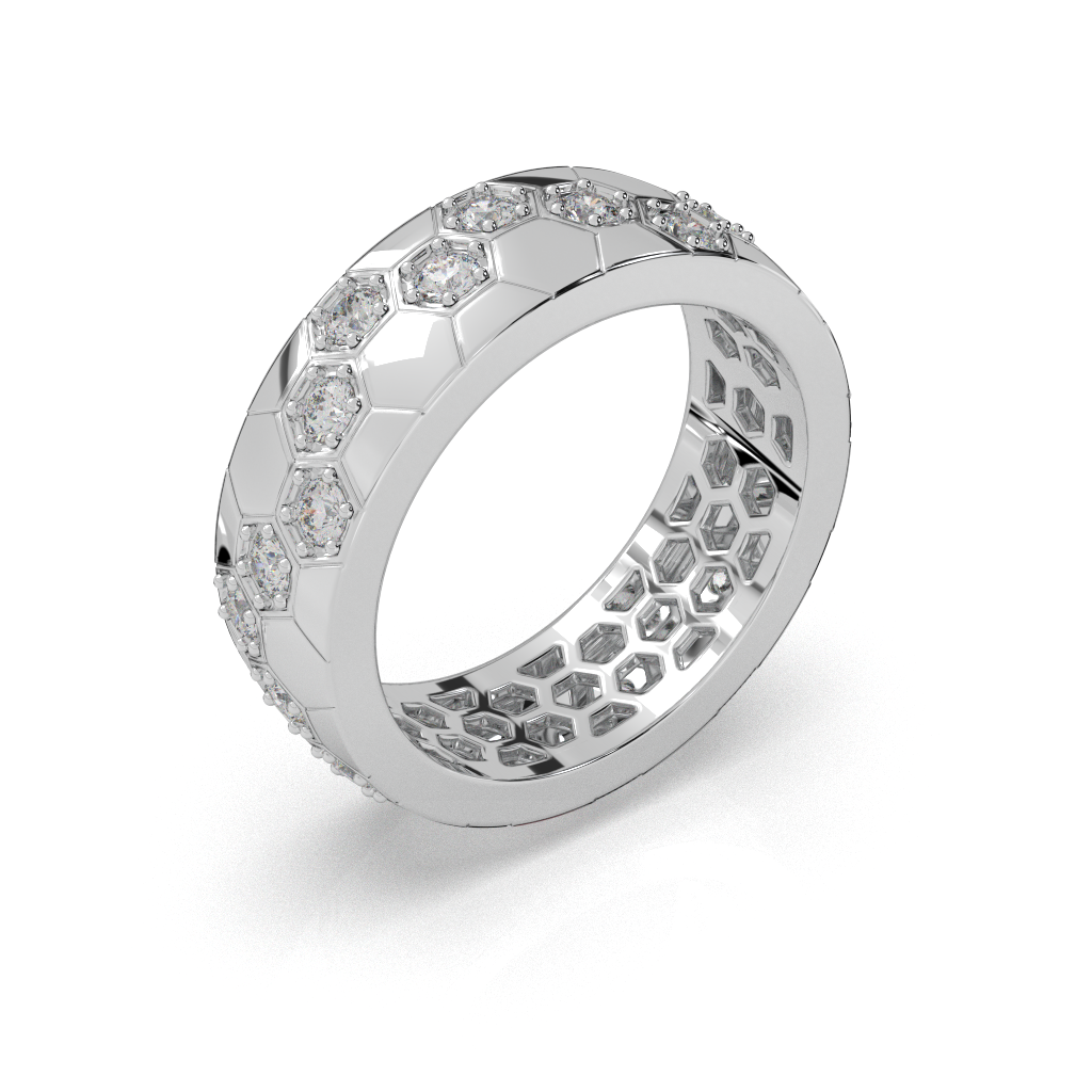 Honeycomb Diamond Band Ring | 925 Sterling Silver Unisex Jewelry
