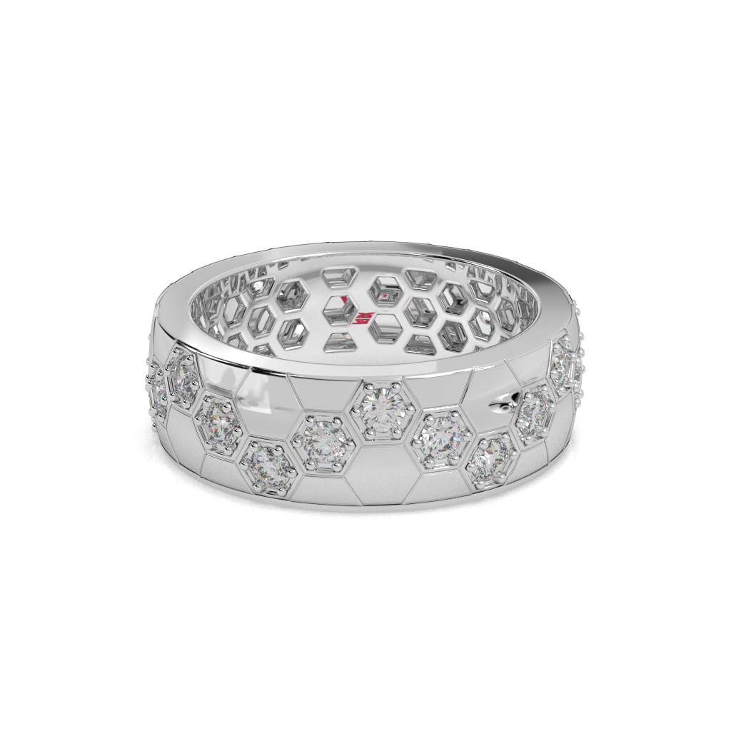 Honeycomb Diamond Band Ring | 925 Sterling Silver Unisex Jewelry