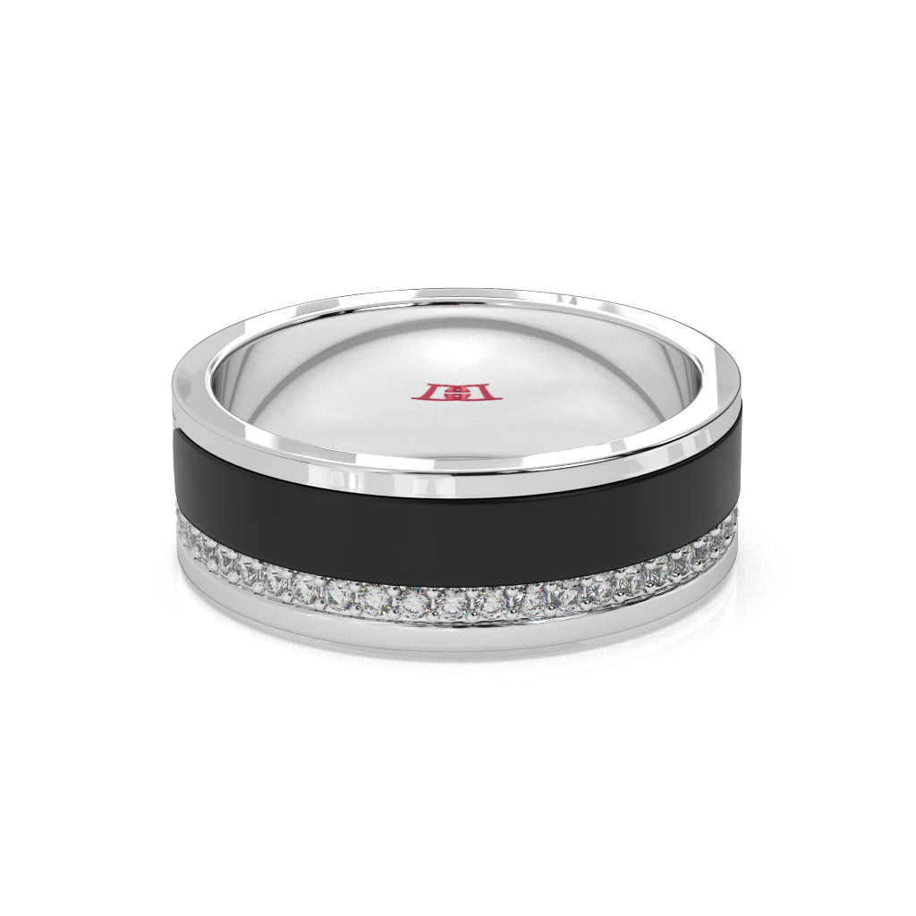 Sterling Silver Diamond Band Ring | Black wooden, Unisex Wedding Jewelry