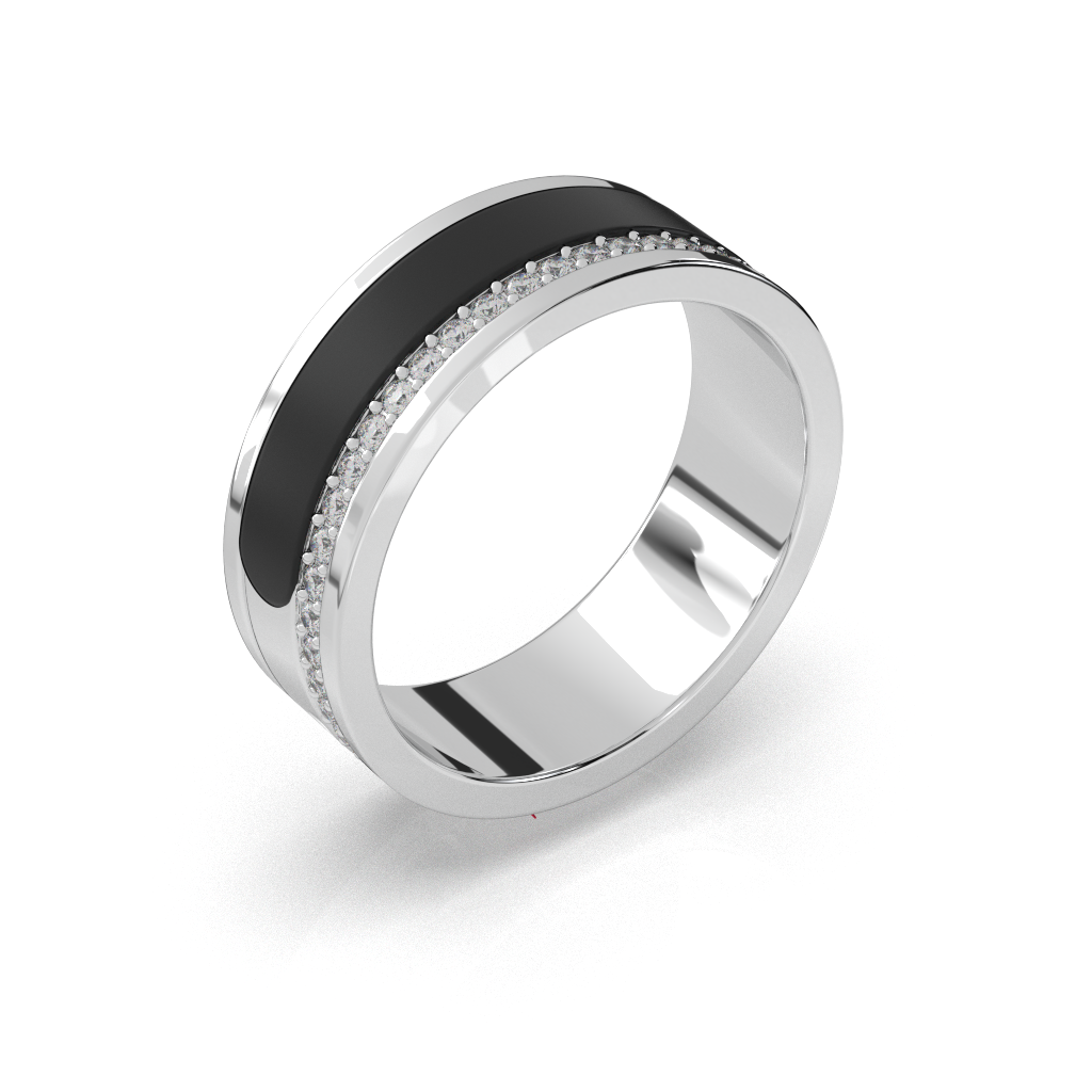 Sterling Silver Diamond Band Ring | Black wooden, Unisex Wedding Jewelry