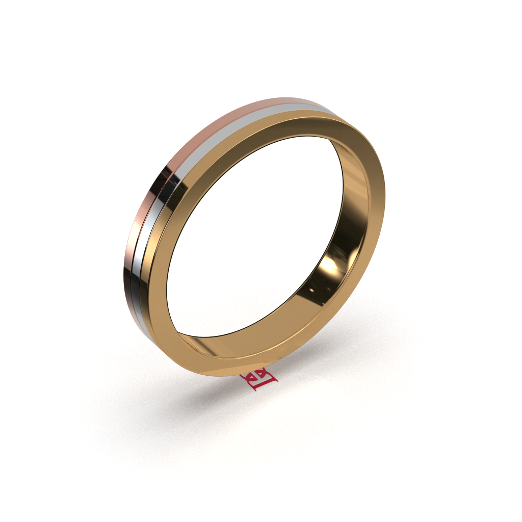 Tricolor Silver Band Ring | Minimalist Stackable Wedding Band