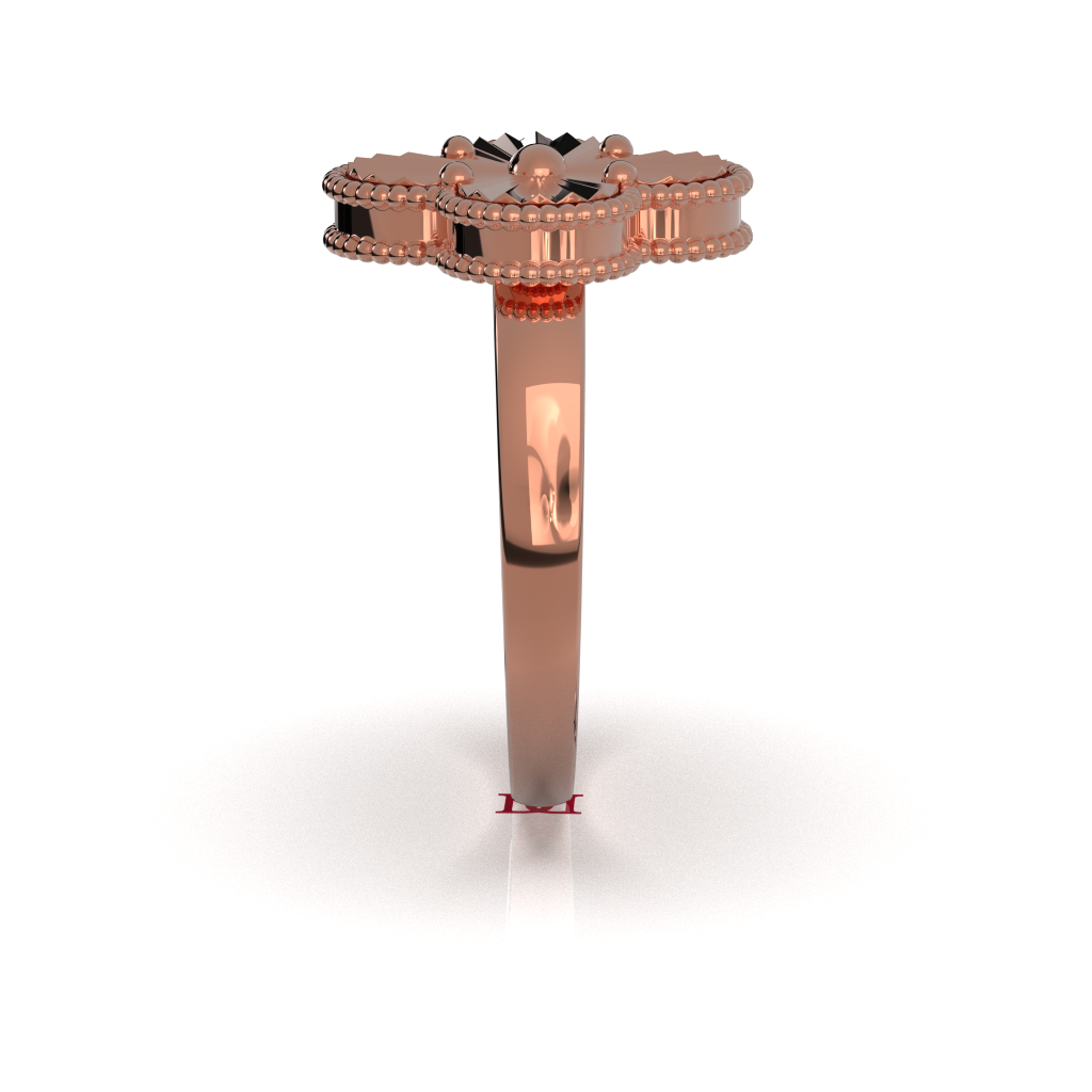 Rose Gold Clover Ring, 925 Sterling Silver, Floral Statement