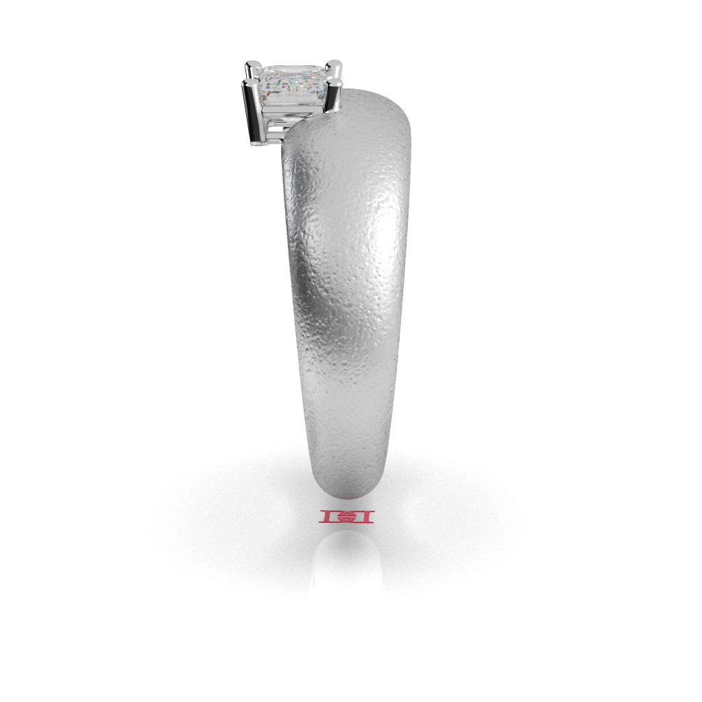 925 Sterling Silver Emerald Cut Diamond Ring Textured Matte Band Minimalist Luxury Engagement Ring