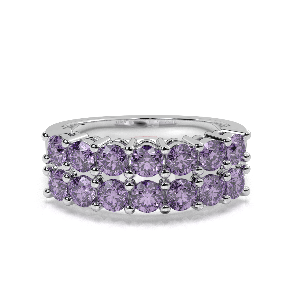 Sterling Silver Lavender Gemstone Ring | Double Row Eternity Band