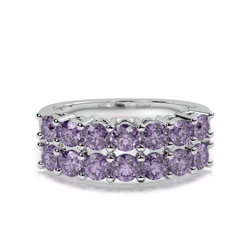 Sterling Silver Lavender Gemstone Ring | Double Row Eternity Band