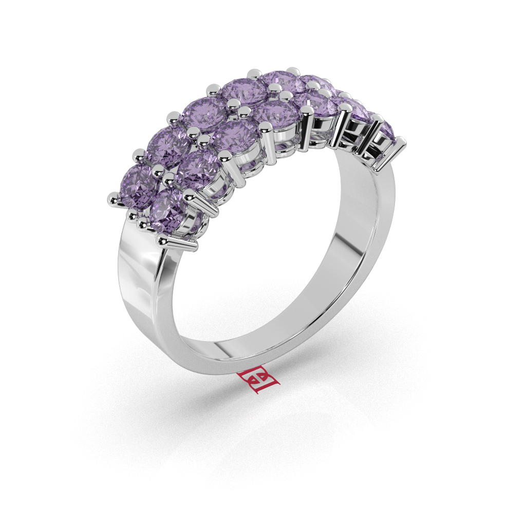 Sterling Silver Lavender Gemstone Ring | Double Row Eternity Band