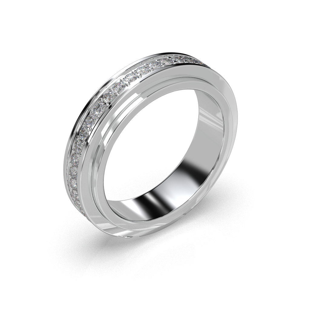 Sterling Silver Diamond Band Ring, Modern Eternity Design