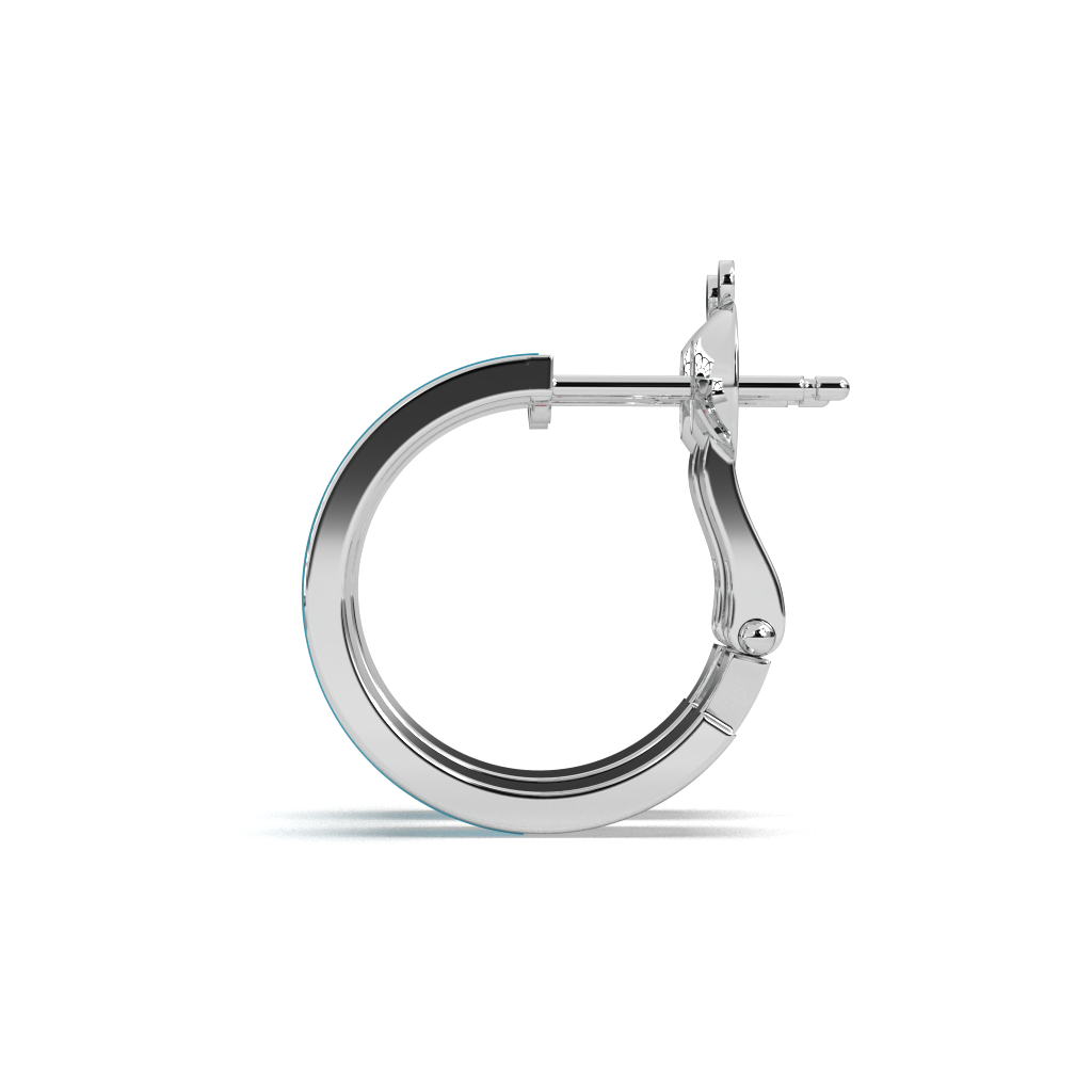 Blue Enamel Diamond-Color 925 Sterling Silver Hoop Earrings