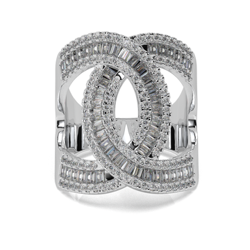 925 Sterling Silver Diamond Infinity Ring, Wide Band Statement Ring