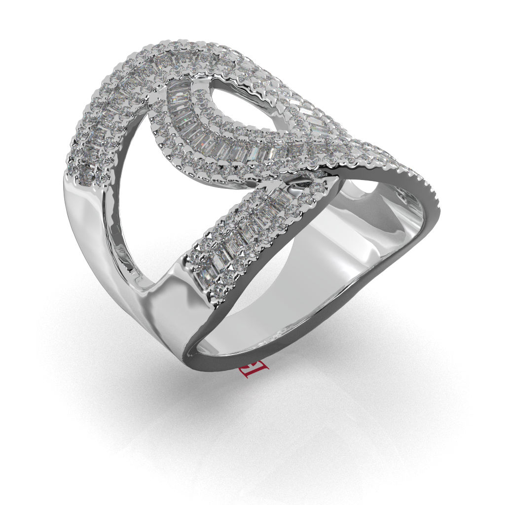 925 Sterling Silver Diamond Infinity Ring, Wide Band Statement Ring