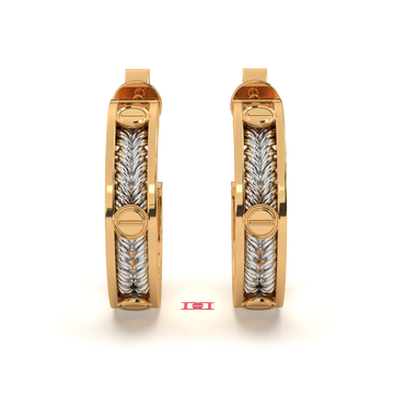 Gold Plated Braided Hoop Earrings, 925 Sterling Silver, Diamond Accent