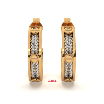 Gold Plated Braided Hoop Earrings, 925 Sterling Silver, Diamond Accent