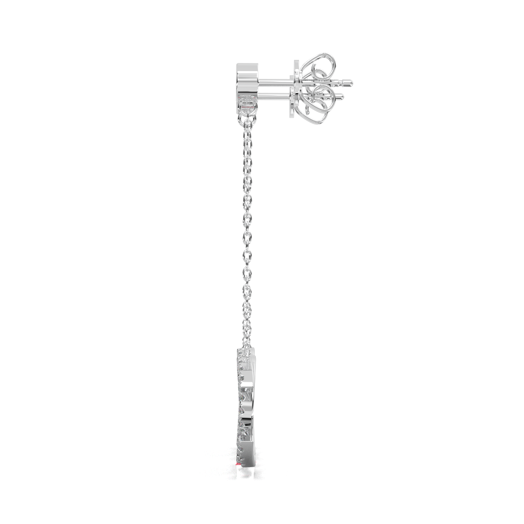 Luxury Double C Drop Diamond Earrings, 925 Sterling Silver Chain Earrings, Minimal Luxury Bridal Earrings, Gift for Her