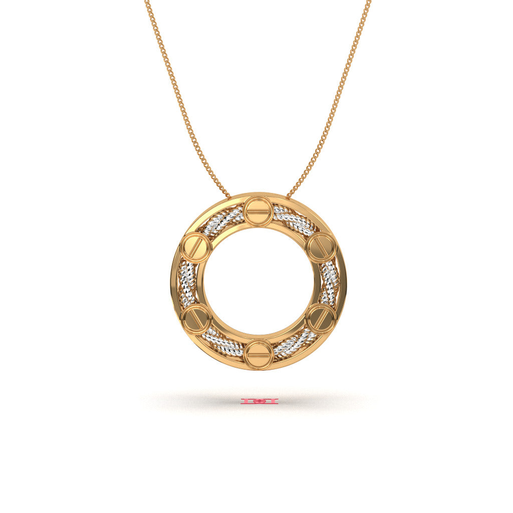 Two-Tone 925 Sterling Silver Circle Pendant Necklace – Minimalist Luxury