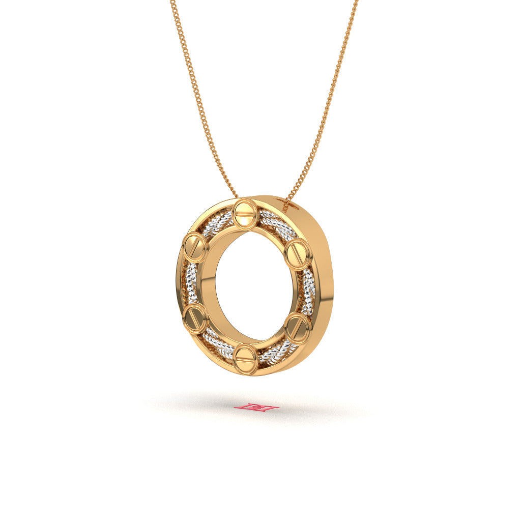 Two-Tone 925 Sterling Silver Circle Pendant Necklace – Minimalist Luxury