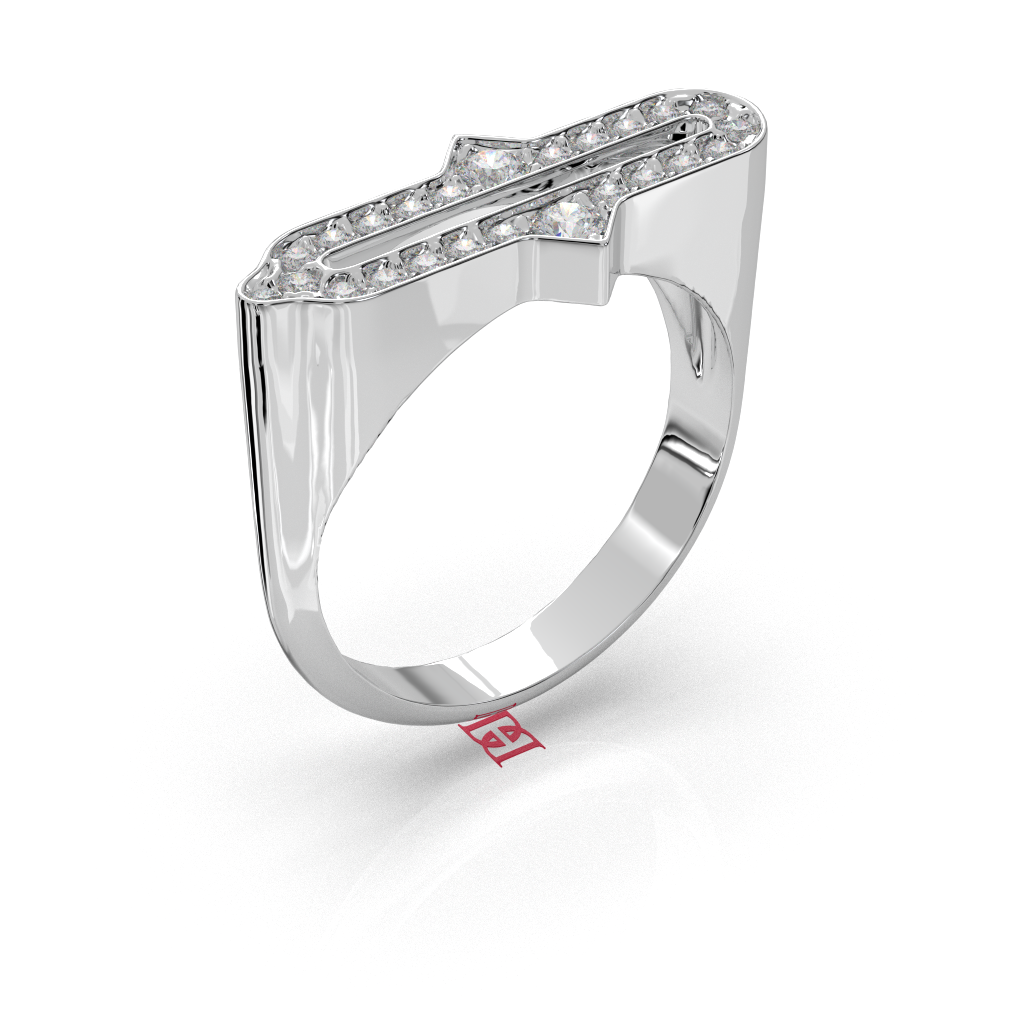 925 Sterling Silver Diamond Statement Ring | Modern Open Band