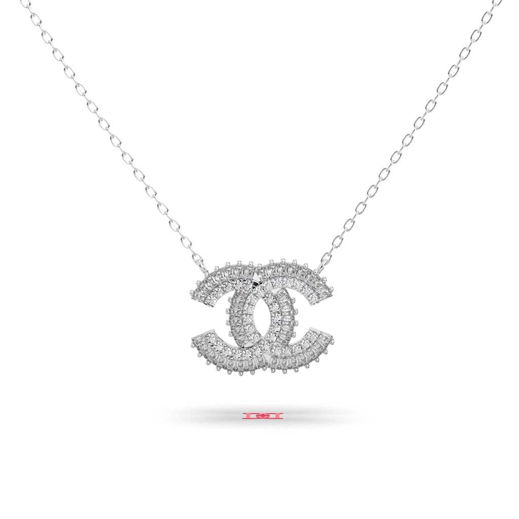 Luxury Silver C Pendant White Color High Polish Mirror Finish Premium Designer Jewelry Elegant Statement Necklace Gift For Her