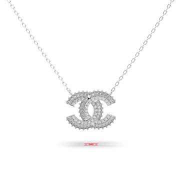 Luxury Silver C Pendant White Color High Polish Mirror Finish Premium Designer Jewelry Elegant Statement Necklace Gift For Her