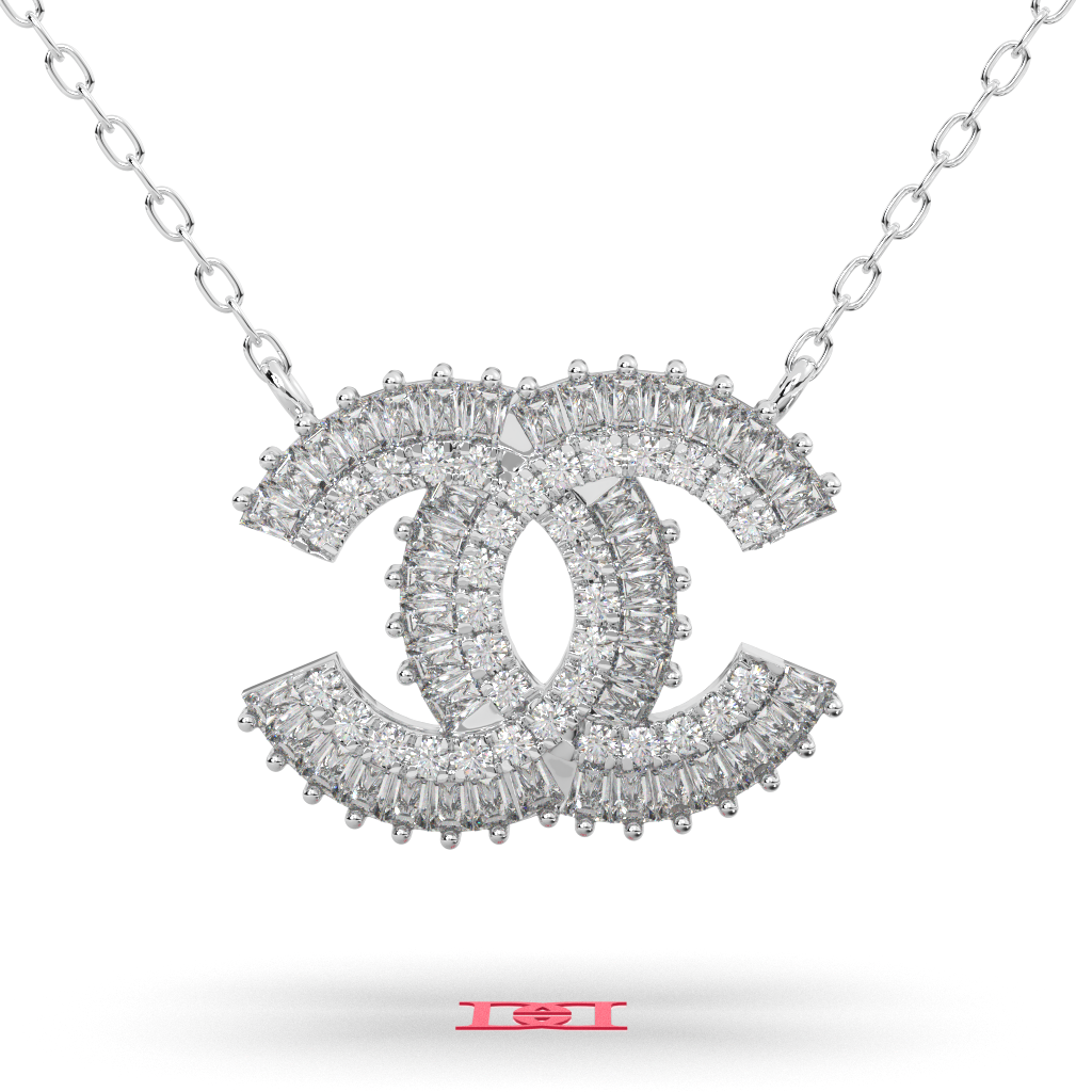 Luxury Silver C Pendant White Color High Polish Mirror Finish Premium Designer Jewelry Elegant Statement Necklace Gift For Her