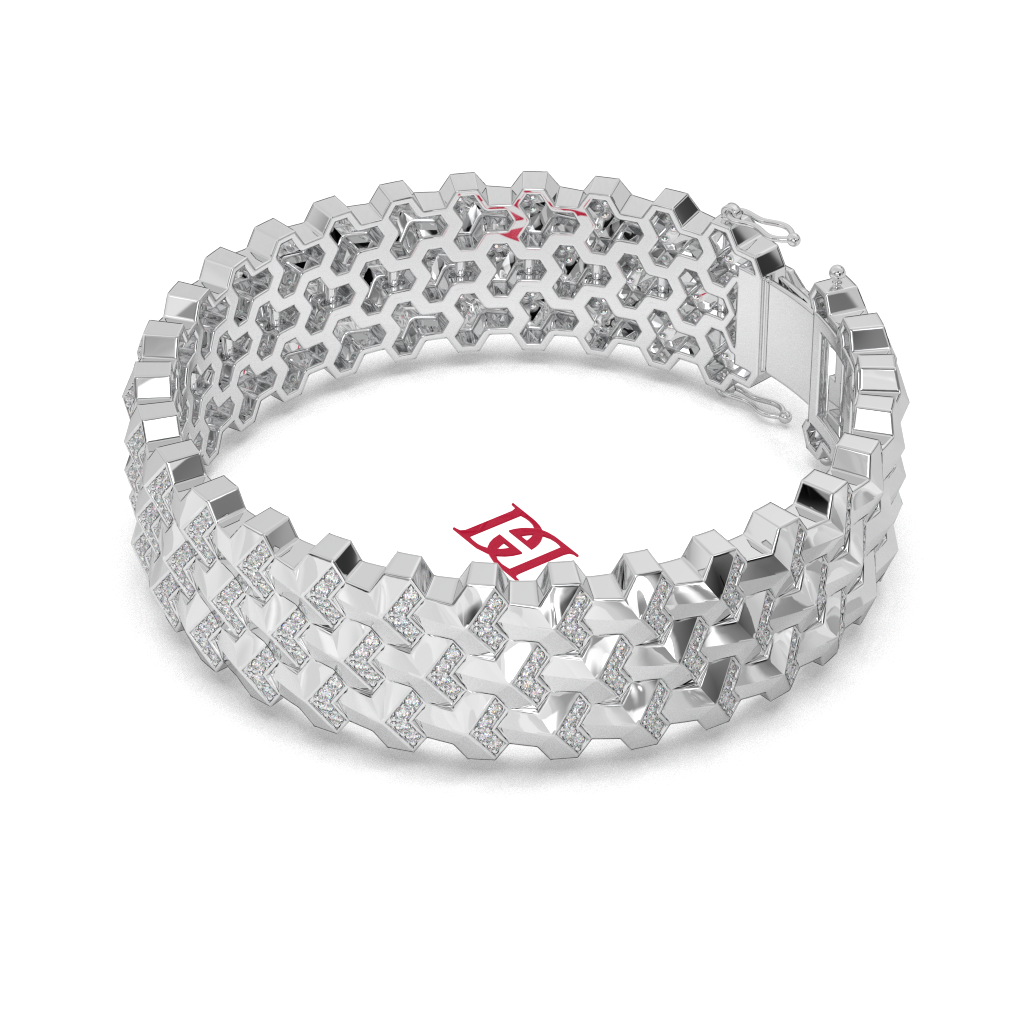 925 Sterling Silver Geometric Link Bracelet Luxury Statement Designer Piece