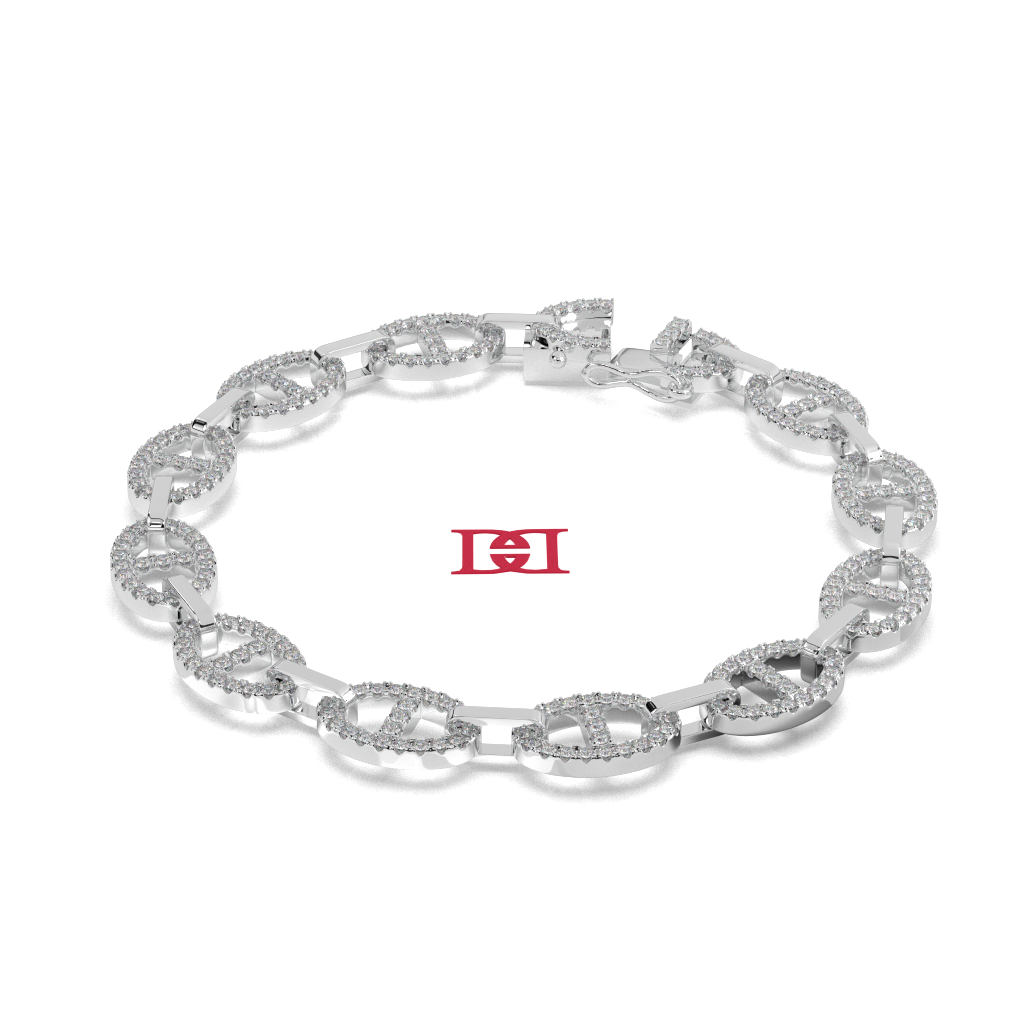 925 Sterling Silver Diamond Link Bracelet, Luxury Chain Bracelet, Elegant Everyday Jewelry