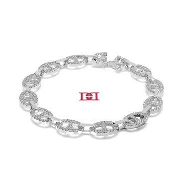925 Sterling Silver Diamond Link Bracelet, Luxury Chain Bracelet, Elegant Everyday Jewelry