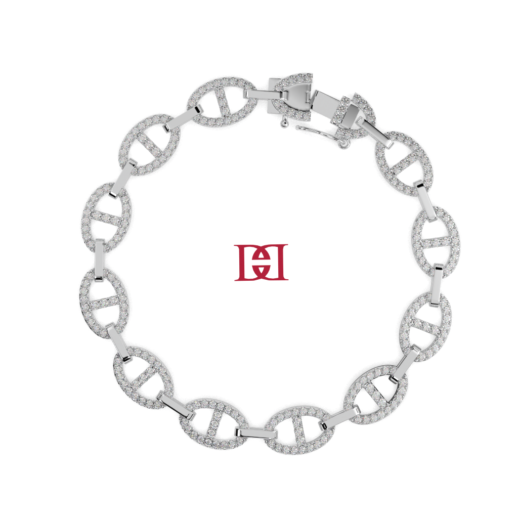 925 Sterling Silver Diamond Link Bracelet, Luxury Chain Bracelet, Elegant Everyday Jewelry