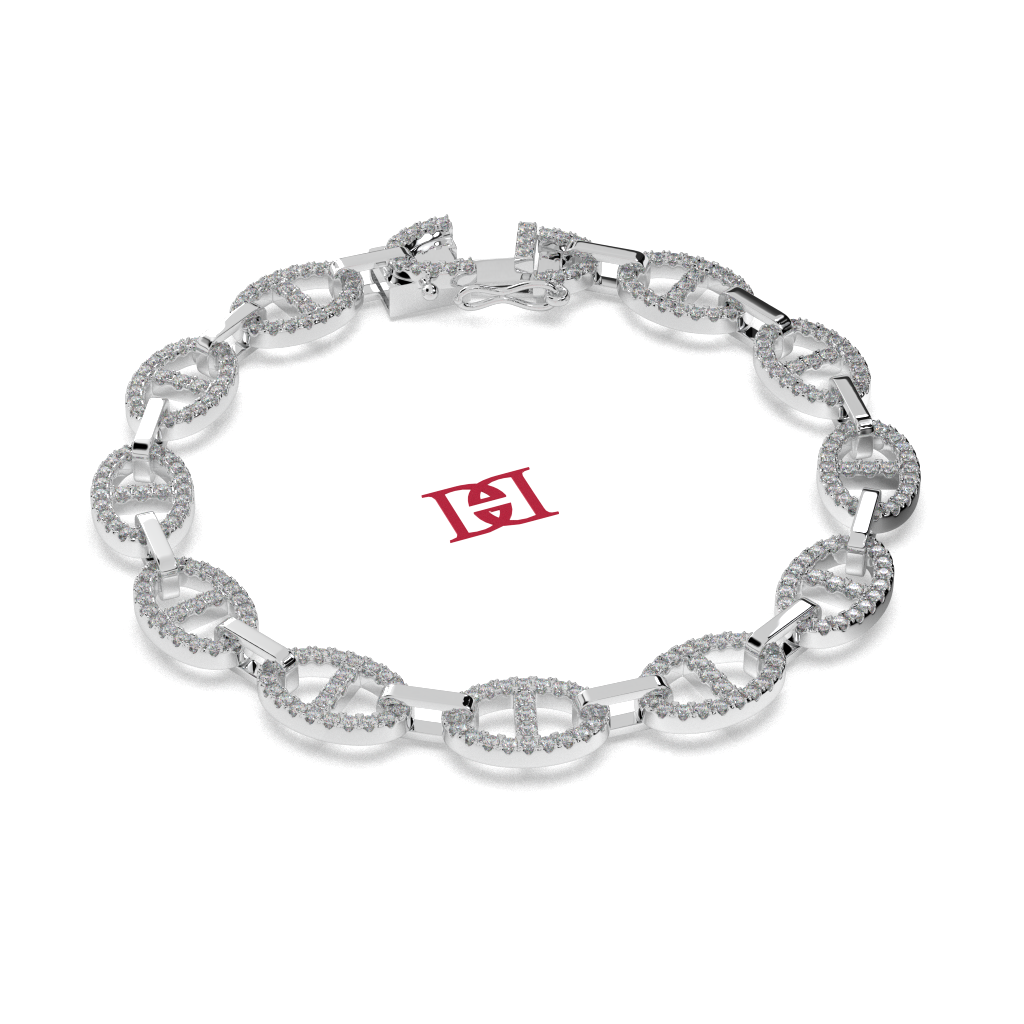 925 Sterling Silver Diamond Link Bracelet, Luxury Chain Bracelet, Elegant Everyday Jewelry
