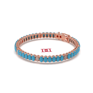 Rose Gold Turquoise Bracelet, 925 Silver Statement Jewelry