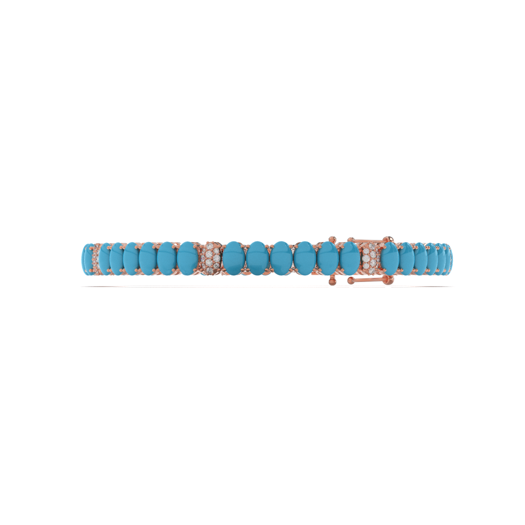 Rose Gold Turquoise Bracelet, 925 Silver Statement Jewelry