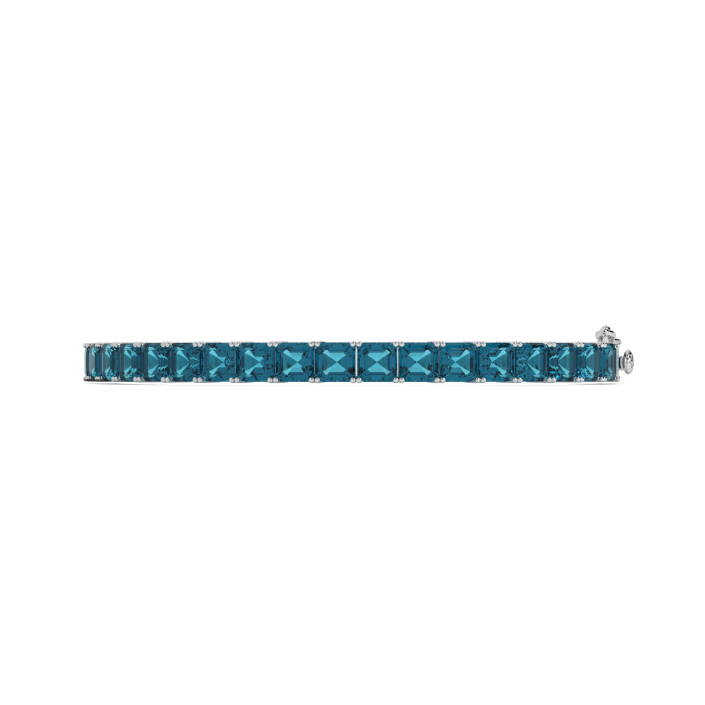 Sterling Silver Tennis Bracelet: Blue Square Stone Bangle