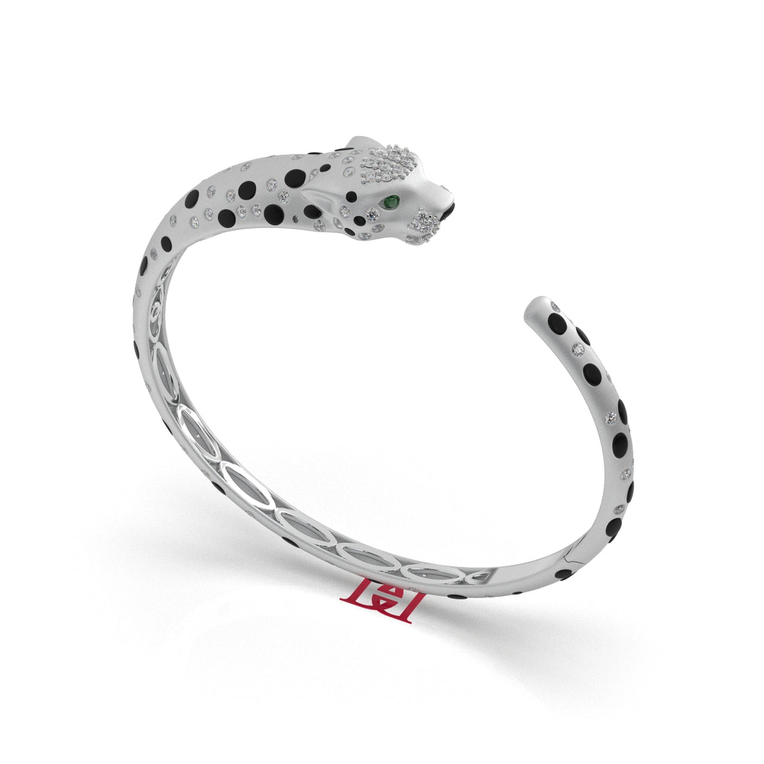 925 Sterling Silver Leopard Cuff Bracelet Luxury Panther Open Bangle Statement Designer Jewelry