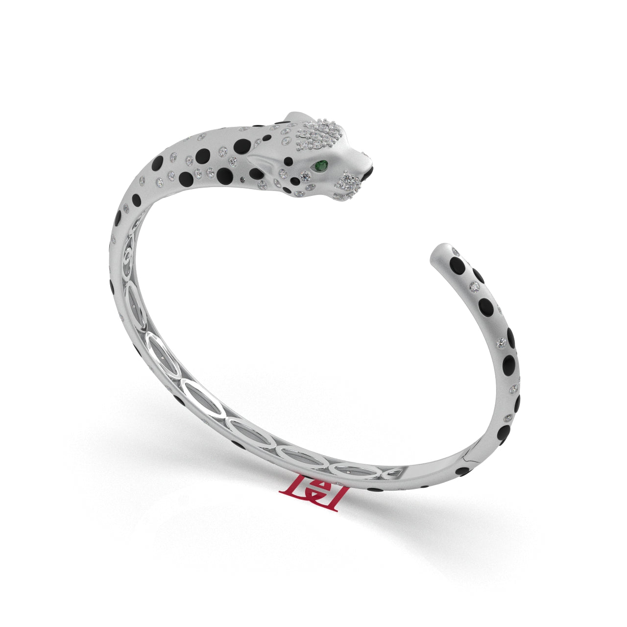 925 Sterling Silver Leopard Cuff Bracelet Luxury Panther Open Bangle Statement Designer Jewelry