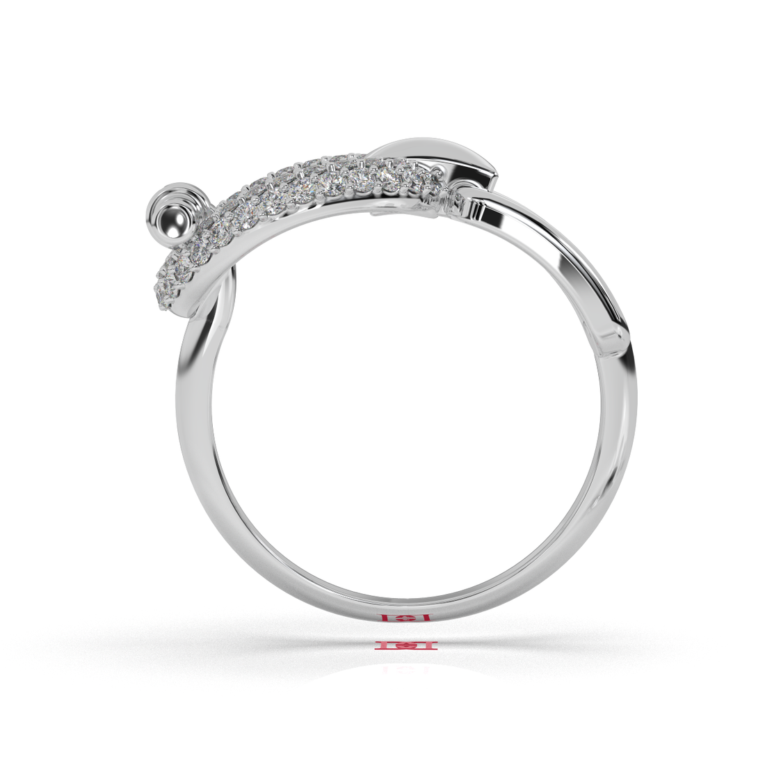 Luxury 925 Silver Diamond, Designer Belt Style Ring, Pavé Diamond Statement Ring, White Gold Look Elegant Fine Jewelry Gift For Her