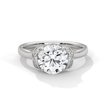 Round Brilliant Diamond Engagement Ring in 14K White Gold – 1.50 Carat Centre Stone