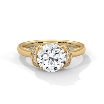 Round Brilliant Diamond Gold Engagement Ring – 1.50 Carat Centre Stone in 14K Yellow Gold