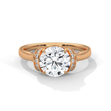 Round Brilliant Diamond Engagement Ring in 14K Rose Gold – 1.50 Carat Centre Stone