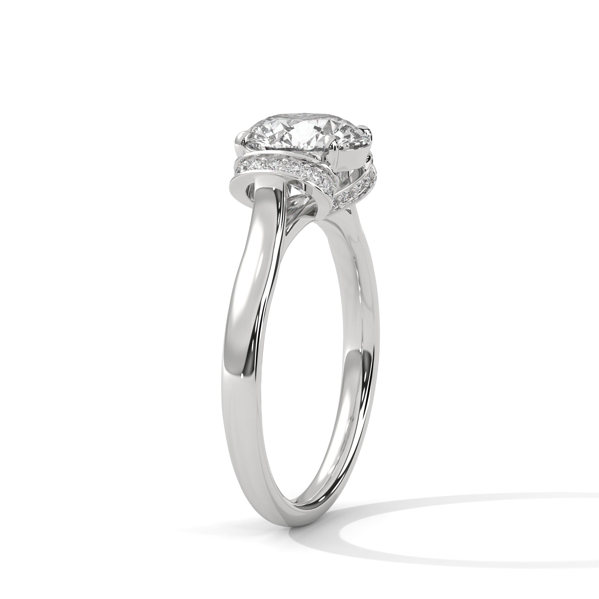 Round Brilliant Diamond Engagement Ring in 14K White Gold – 1.50 Carat Centre Stone