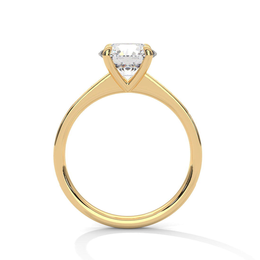 Round Brilliant Diamond Pavé Engagement Ring in Yellow Gold – 1.50 Carat Round Solitaire with Diamond Band