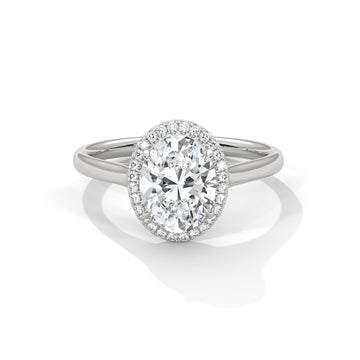 Oval Halo Diamond Engagement Ring in White Gold – 2 Carat Oval Cut Diamond with Halo Setting