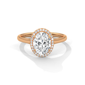 Oval Halo Diamond Engagement Ring in Rose Gold – 2 Carat Oval Cut Diamond with Halo Setting