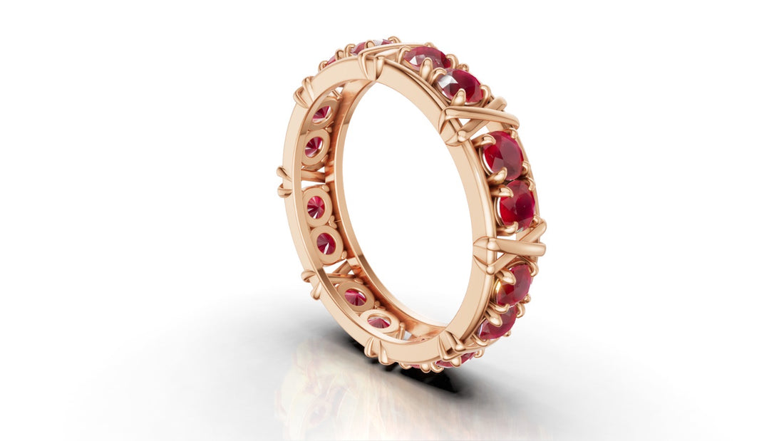 Vijay Deverakonda'S Ring | 16 Stone X Crown Ring | Rose Gold | Ruby