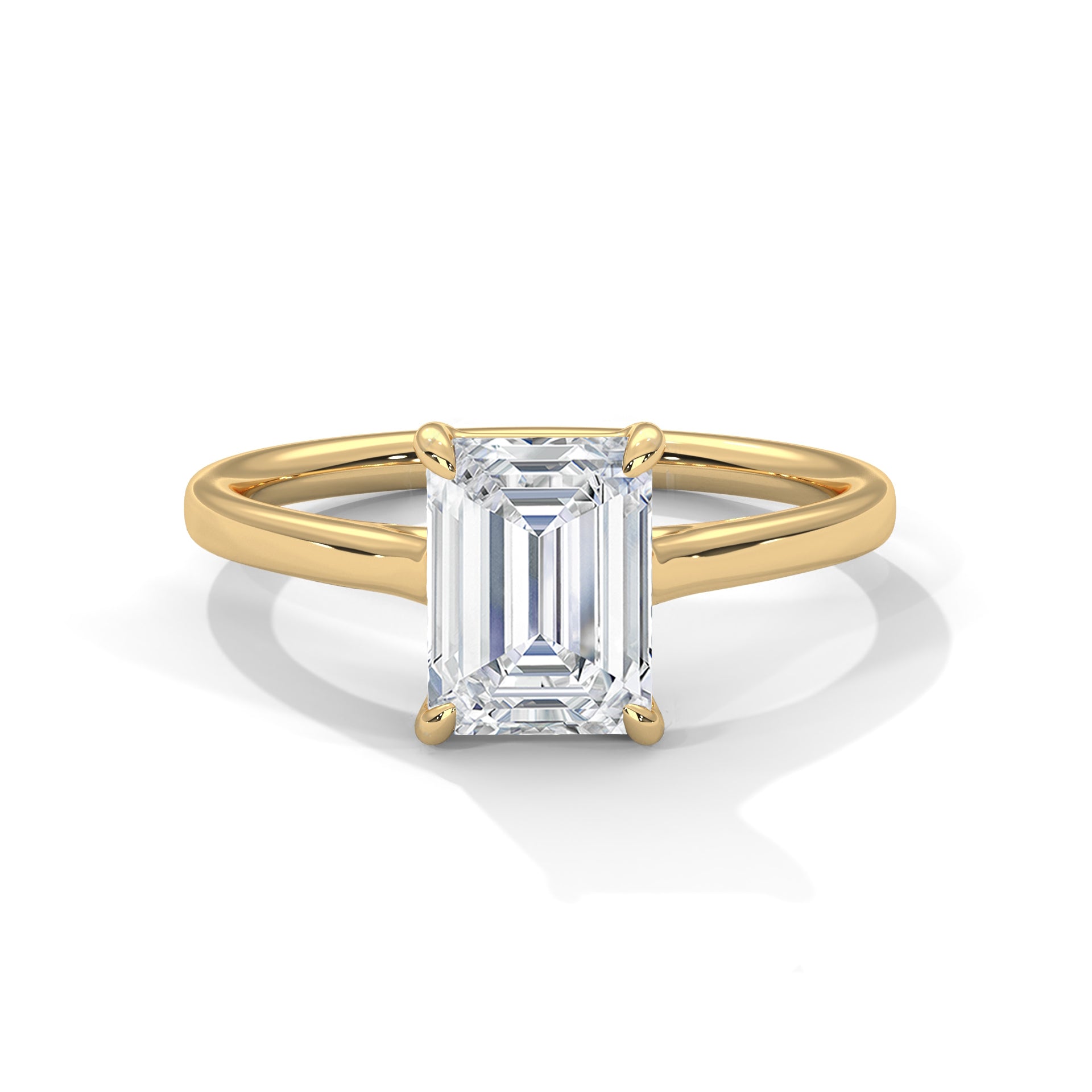 Emerald Cut Diamond Engagement Ring in Gold – Classic Emerald Cut Solitaire Diamond Ring