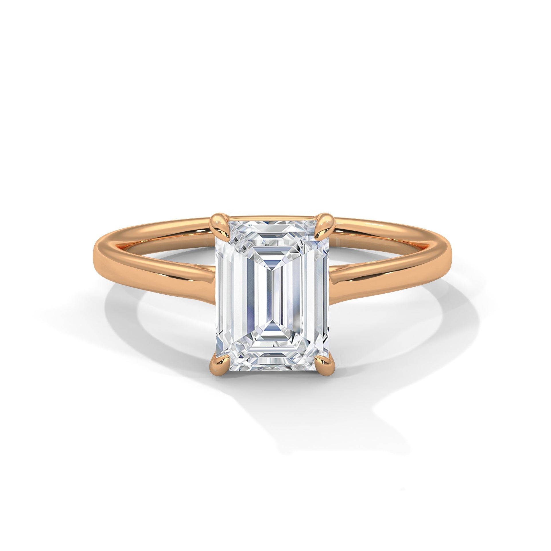 Emerald Cut Diamond Engagement Ring in Rose Gold – Classic Emerald Cut Solitaire Diamond Ring