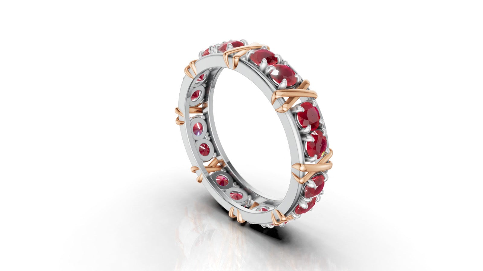 Vijay Deverakonda'S Ring | 16 Stone X Crown Ring | Rose Gold + White | Ruby