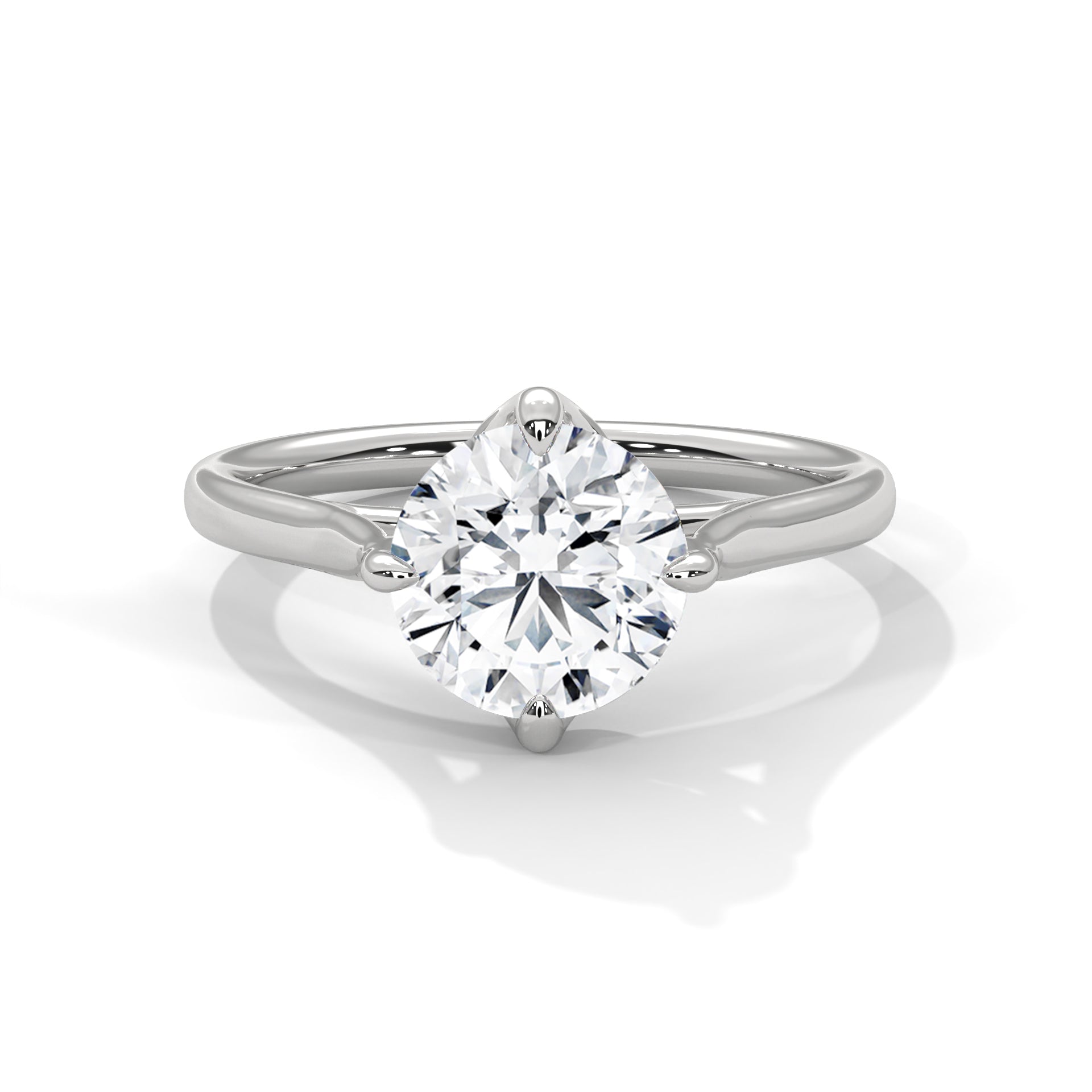 Classic Round Brilliant Diamond Solitaire Ring in 14K White Gold – 1.00 Carat Engagement Ring