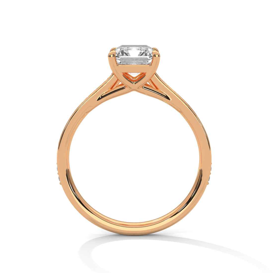 merald Cut Diamond Engagement Ring in 14K Rose Gold – 2.00 Carat Emerald Cut with Pavé Band