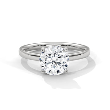 Round Cut Diamond Solitaire Engagement Ring in 14K White Gold, 1.50 Carat Lab Grown Diamond Classic Four Prong