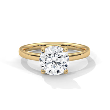 Round Cut Diamond Solitaire Engagement Ring in 14K Yellow Gold, 1.50 Carat Lab Grown Diamond Classic Four Prong Ring